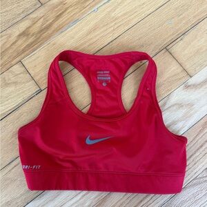 Nike Red Racerback Dri-FIT Sports Bra with Silver Swoosh